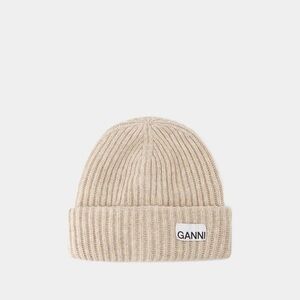 Beige Ganni beanie